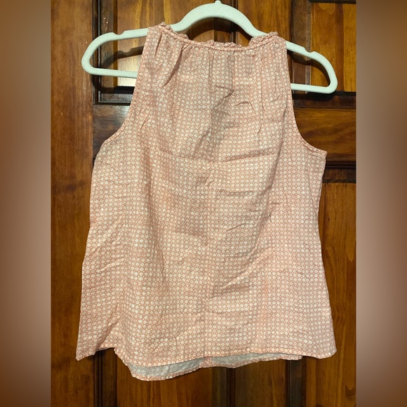 Ann Taylor LOFT Pink/White Boat/V Neck Tie Sleeveless Tank Top 100% Cotton SP - Picture 3 of 6